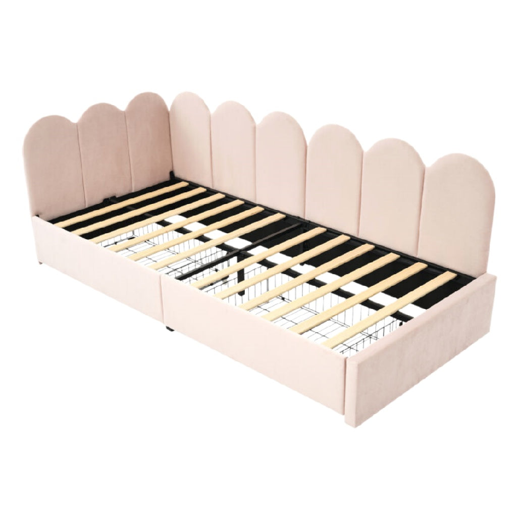 Lit Enfant Évolutif avec Barrière de Sécurité et Cadre en Bois