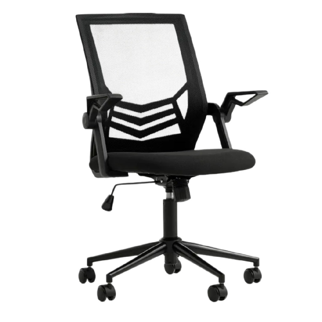 Chaise de bureau ergonomique en mesh noir avec accoudoirs réglables