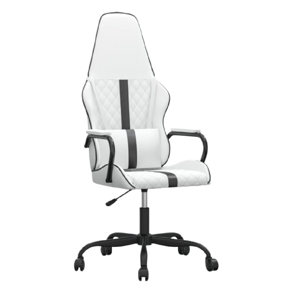 Chaise de bureau ergonomique en cuir synthétique blanche avec appui-tête et accoudoirs réglables
