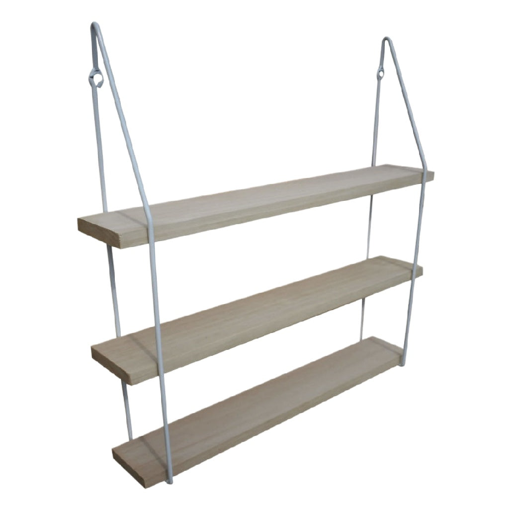 Étagère suspendue en bois avec support métallique