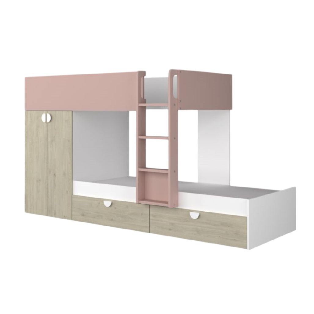 Lit superposé avec espace de rangement intégré et échelle